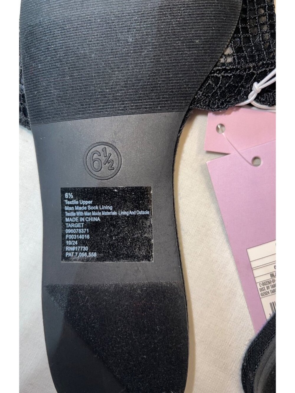 Wild Fable Black Lace Slip-On Flat Sandals Size 6.5 With Tags - Picture 4 of 6